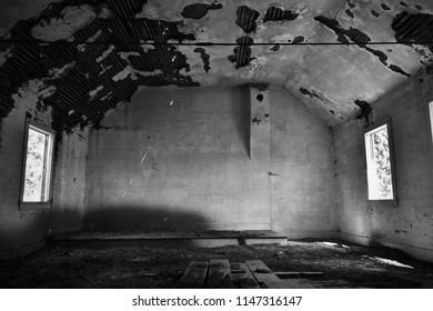 An Image Of The Interior Of An Old Spooky Church. 