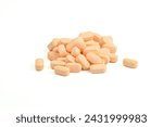 An image isolated close-up heap pill vitamin c medicine product drug medical for nourishing the body for health. 