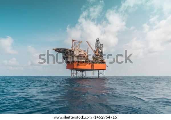 Image of Jack Up Drilling Rig. A mobile offshore\
drilling unit.
