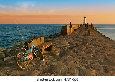 An image of Le Cap D'Adge's pier in southern France - Powered by Shutterstock
