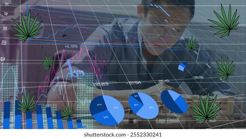 Image of leaves and financial data processing over asian male architect. Global business, finances, computing and digital interface concept digitally generated image. - Powered by Shutterstock