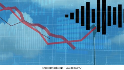Image of level up text over multiple triangles and people icons on blue background. Global digital interface technology and networking concept digitally generated image.