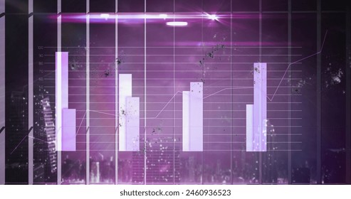 Image of light over digital screen with diverse data. Digital interface, data processing and technology concept digitally generated image.