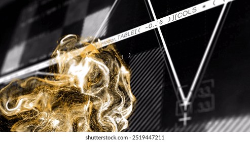Image of light spots over data processing on black background. Pattern, technology and digital interface concept digitally generated image.