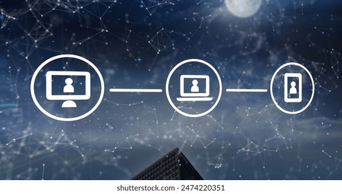Image of light trails and data processing on black background. global business, data processing and digital interface concept digitally generated image.