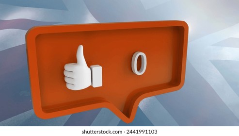 Image of like icon with numbers on speech bubble with flag of usa. global social media and communication concept digitally generated image. - Powered by Shutterstock