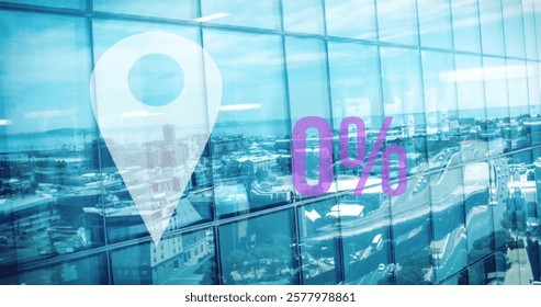 Image of location pin and data processing over cityscape. Global finance, business, connections, computing and data processing concept digitally generated image. - Powered by Shutterstock - Get 15% off with code: PIKWIZARD15