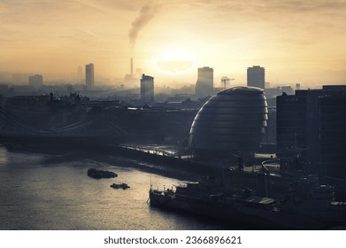 Image of london city skyline and the Thames at sunset - Shutterstock ID 2366896621