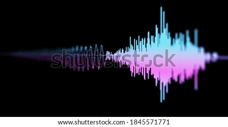 Image macro closeup of Seismic, stock market, and sound audio wave diagram. Blur, DOF.