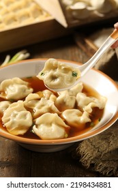 Image of making process of Chinese traditional food - dumplings.Step-by-step instructions for cooking dumplings.