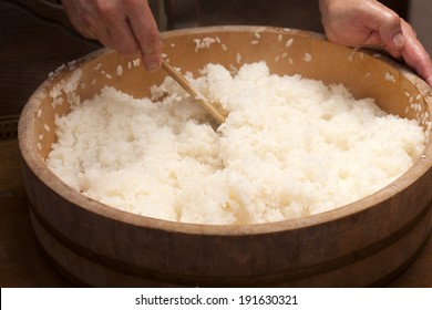 An Image Of Making Sushi Rice