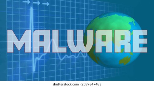 Image of malware text and data processing over globe. Global cyber security, connections, computing and data processing concept digitally generated image. - Powered by Shutterstock - Get 15% off with code: PIKWIZARD15