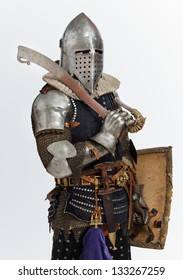 Image of a man who is acting like a knight