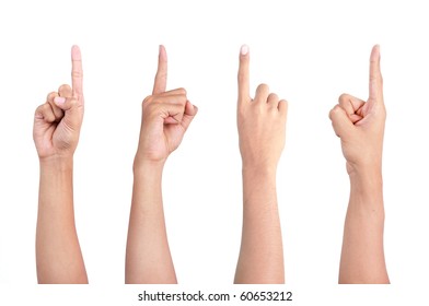 image of a man's finger pointing from four different angle of shot