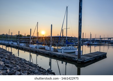 Image Of A Marina In Alton Illinois At Sunrise