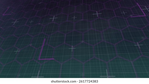 Image of markers and glowing light trails moving over grid. global data processing and business concept digitally generated image.