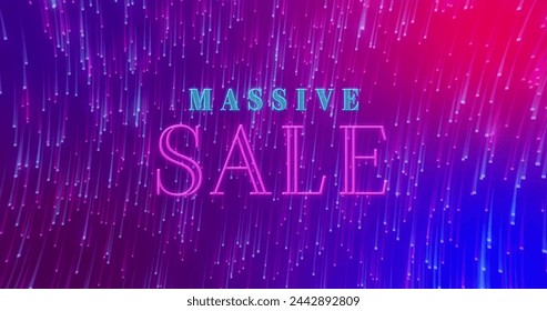 Image of massive sale text banner over light trails spinning against purple gradient background. Sale discount and retail business concept - Powered by Shutterstock