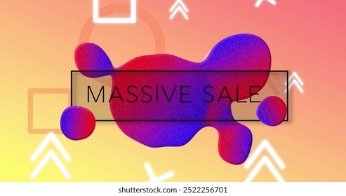 Image of massive sale text over vibrant pattern background. Cyber sales, retail, shopping, digital interface, communication, computing and data processing concept digitally generated image. - Powered by Shutterstock