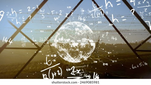 Image of mathematical equation over numbers around globe against abstract background. Digital composite, multiple exposure, business, solution, education and globalization concept. - Powered by Shutterstock - Get 15% off with code: PIKWIZARD15