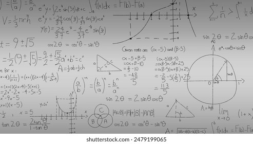 Image of mathematical equations and diagrams against abstract background. Digitally generated, hologram, illustration, sums, calculation, education, solution and technology concept. - Powered by Shutterstock