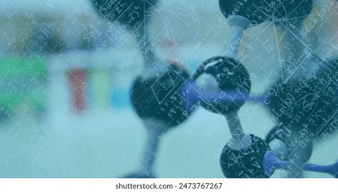 Image of mathematical and scientific formulas over chemistry laboratory. science research and medicine concept digitally generated image. - Powered by Shutterstock