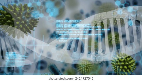 Image of medical data processing over white background. Global medicine, technology, data processing and digital interface concept digitally generated image.