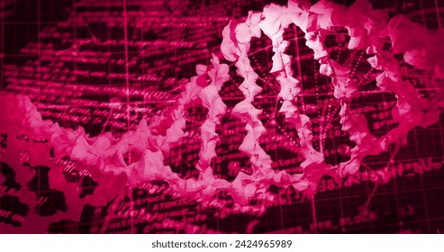 Image of medical data processing over black background. Global medicine, technology, data processing and digital interface concept digitally generated image.