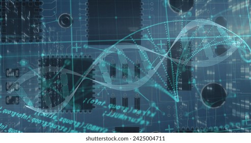 Image of medical data processing over white background. Global medicine, technology, data processing and digital interface concept digitally generated image.