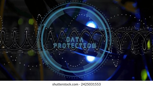 Image of medical data processing over dark background. Global medicine, technology, data processing and digital interface concept digitally generated image.