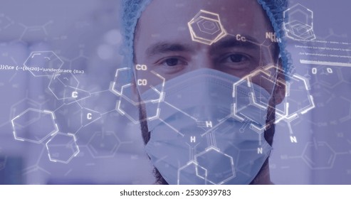 Image of medical data processing over biracial male doctor in hospital. Global medicine, healthcare, digital interface, computing and data processing concept digitally generated image.