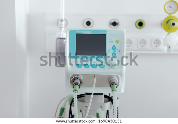 Image\
of medical ventilator. Hospital respiratory ventilation. Patient\
life saving machine. Intensive care unit\
ventilator