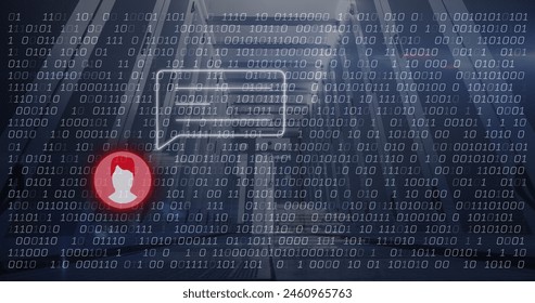 Image of message and binary code over servers. Network, computers, social media, data processing and technology concept digitally generated image. - Powered by Shutterstock