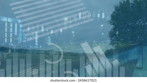 Image of metaverse text and infographic interface, time lapse of vehicles and modern city. Digital composite, multiple exposure, report, business, global, futuristic, architecture, technology. - Powered by Shutterstock