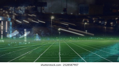 Image of moving pink and blue particles forming helix over processing blue grid moving on black. Global digital interface data processing and technology concept digitally generated image. - Powered by Shutterstock - Get 15% off with code: PIKWIZARD15