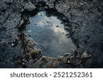 Image of Muddy pond of wet soil close up. Texture for background usage