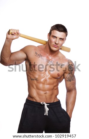 Image of muscle man posing in studio