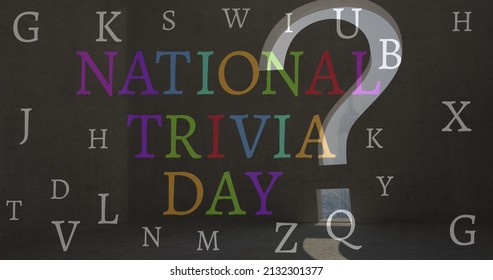 Image of national trivia day text and question mark on black background. education, knowledge and school concept digitally generated image. - Powered by Shutterstock