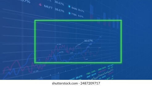 Image of neon frame over data processing on blue background. global technology, computing and digital interface concept digitally generated image. - Powered by Shutterstock