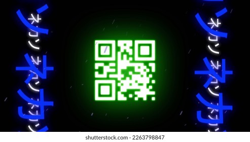 Image of neon qr code over neon qr code. Social media and communication interface concept digitally generated image. - Powered by Shutterstock