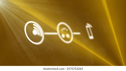Image of network of connections with digital icons. Global connections, computing and data processing concept digitally generated image.
