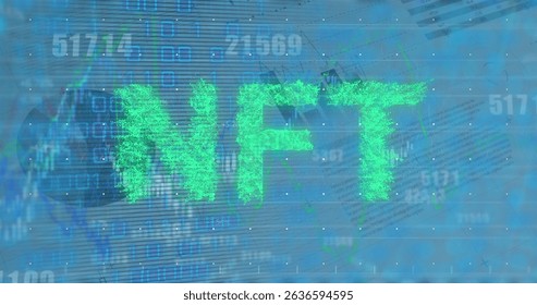Image of nft text and binary coding over statistics. Global cryptocurrency, business, finance and data processing concept digitally generated image. - Powered by Shutterstock - Get 15% off with code: PIKWIZARD15