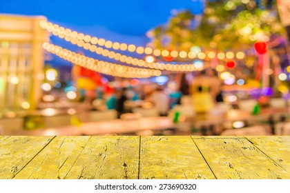 Image Of Night Festival On Street Blurred Background With Bokeh.