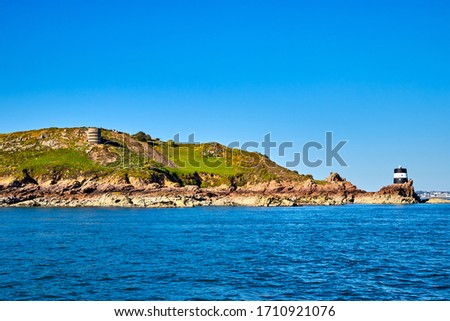 Image of Noirmont Point with headland, martello tower and ww2 bunker, Jersey Channel Islands