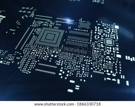 image not clear, opening Stencil of metal mask for solder paste component PCB. blurred background