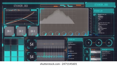 Image of numbers changing and data processing. Computing digital interface and data processing concept digitally generated image.
