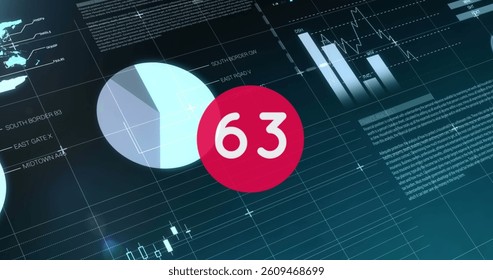 Image of numbers changing over statistics and data processing. global social media, connections, digital interface, technology and networking concept digitally generated image.