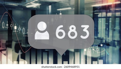 Image of numbers changing over statistics and data processing. global social media, connections, digital interface, technology and networking concept digitally generated image.