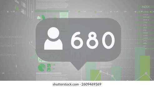 Image of numbers changing over statistics and data processing. global social media, connections, digital interface, technology and networking concept digitally generated image.