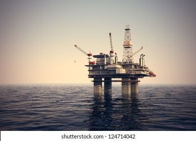 Image of oil platform while cloudless day. - Shutterstock ID 124714042
