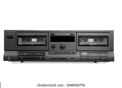 Image of old cassette recorder, isolated on white background